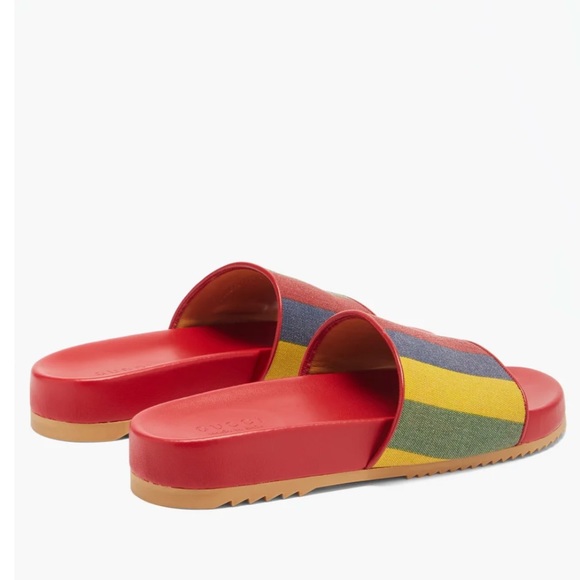 Gucci Men's Baiadera Stripe Slide Sandal In Red - Picture 3 of 15